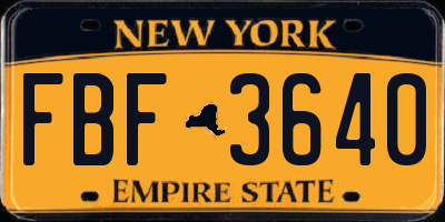NY license plate FBF3640