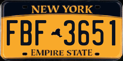 NY license plate FBF3651