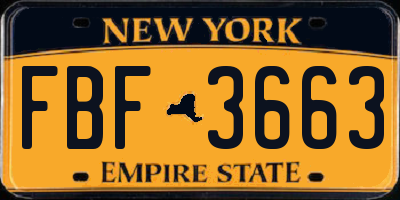 NY license plate FBF3663