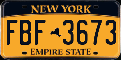 NY license plate FBF3673