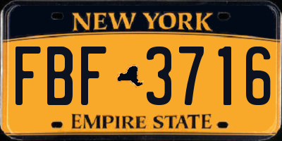 NY license plate FBF3716