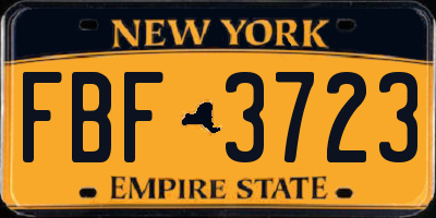 NY license plate FBF3723