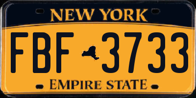 NY license plate FBF3733
