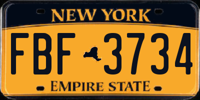 NY license plate FBF3734