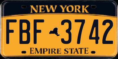 NY license plate FBF3742