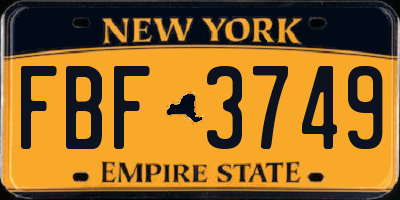 NY license plate FBF3749