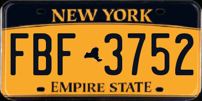 NY license plate FBF3752