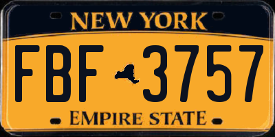 NY license plate FBF3757