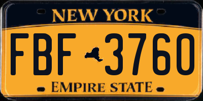 NY license plate FBF3760