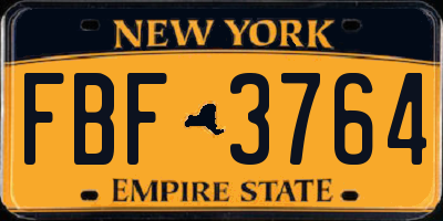 NY license plate FBF3764