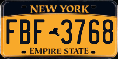 NY license plate FBF3768