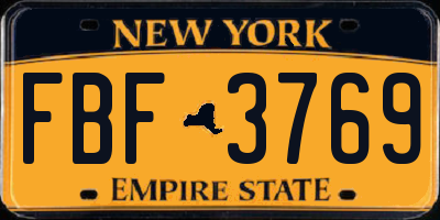 NY license plate FBF3769