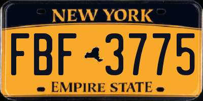 NY license plate FBF3775
