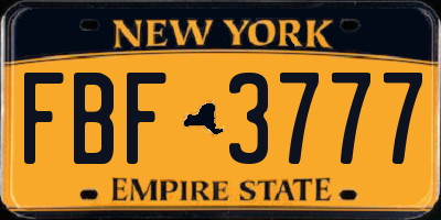 NY license plate FBF3777