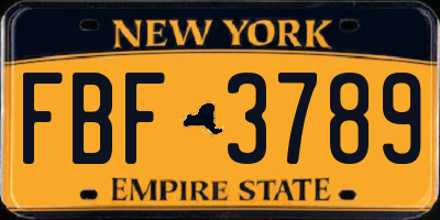 NY license plate FBF3789