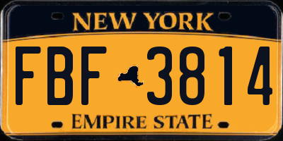 NY license plate FBF3814