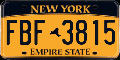 NY license plate FBF3815