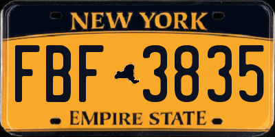 NY license plate FBF3835