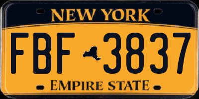 NY license plate FBF3837