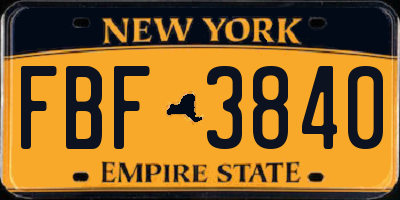 NY license plate FBF3840