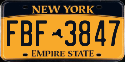 NY license plate FBF3847