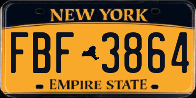 NY license plate FBF3864