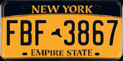 NY license plate FBF3867