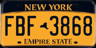NY license plate FBF3868