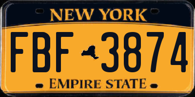 NY license plate FBF3874