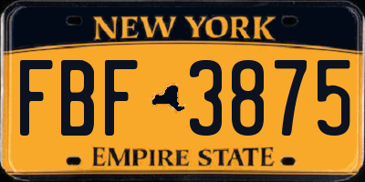 NY license plate FBF3875