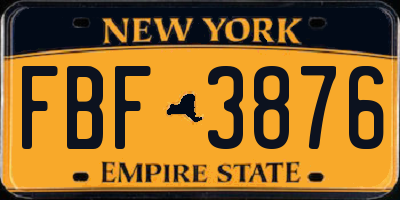 NY license plate FBF3876