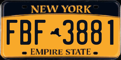 NY license plate FBF3881