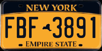 NY license plate FBF3891