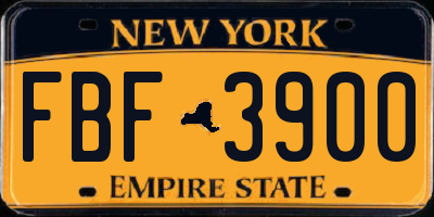 NY license plate FBF3900