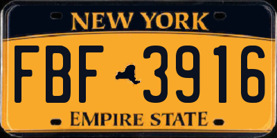 NY license plate FBF3916