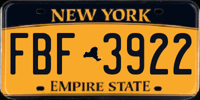 NY license plate FBF3922
