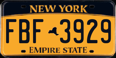 NY license plate FBF3929