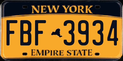 NY license plate FBF3934