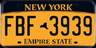 NY license plate FBF3939