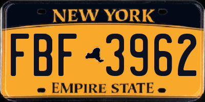 NY license plate FBF3962