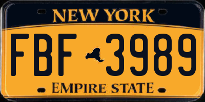 NY license plate FBF3989