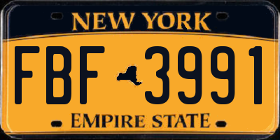 NY license plate FBF3991