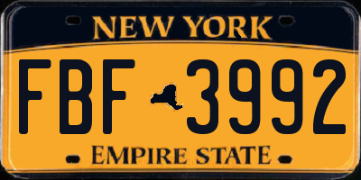 NY license plate FBF3992