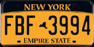 NY license plate FBF3994