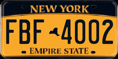 NY license plate FBF4002