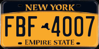 NY license plate FBF4007