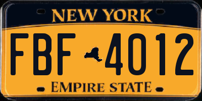 NY license plate FBF4012
