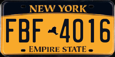 NY license plate FBF4016
