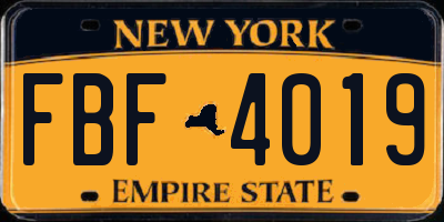 NY license plate FBF4019