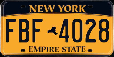 NY license plate FBF4028